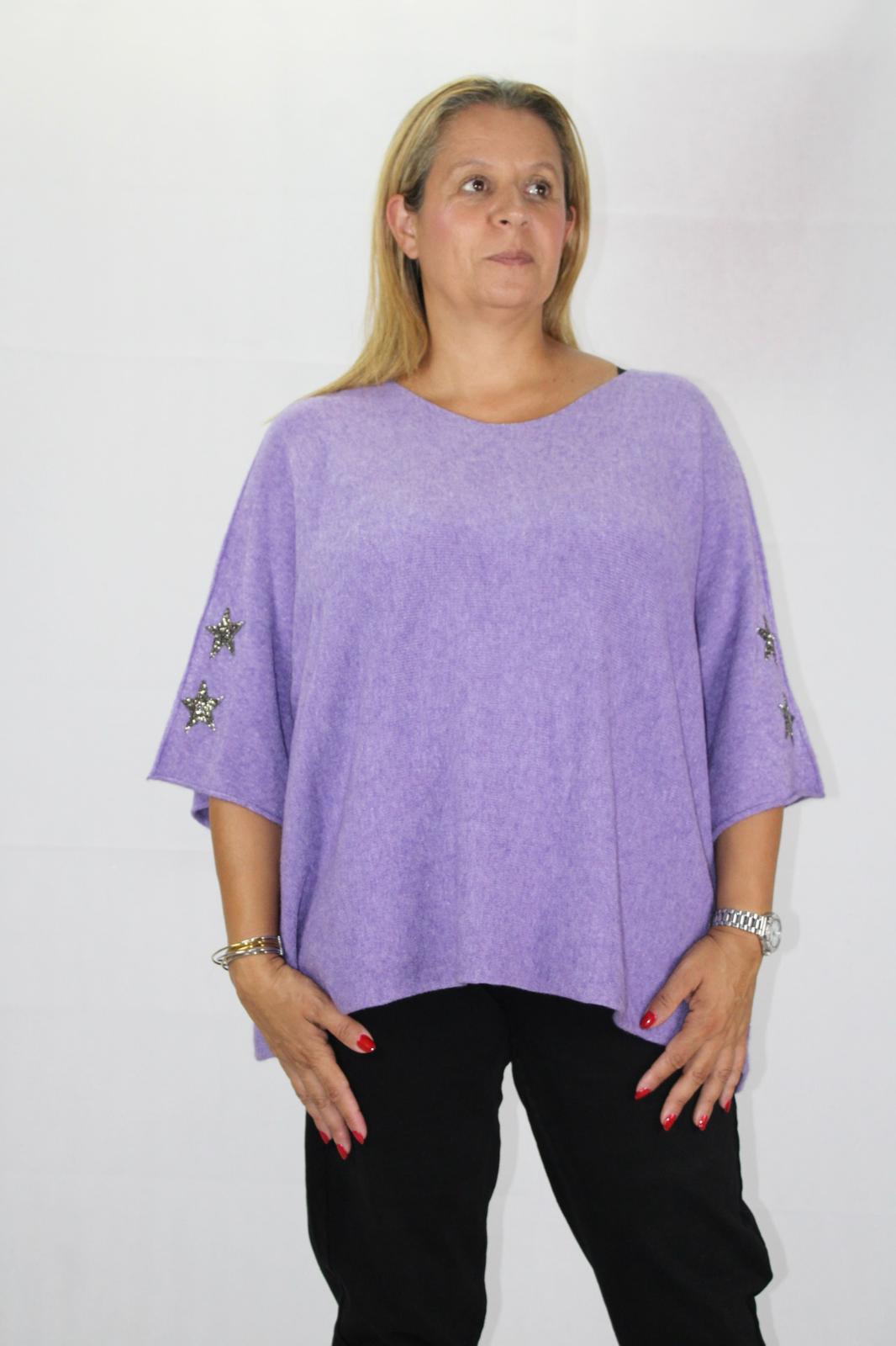 Camisola de Malha com Decote em Bico