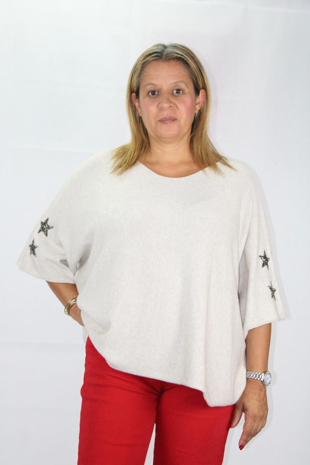 Camisola de Malha com Decote em Bico