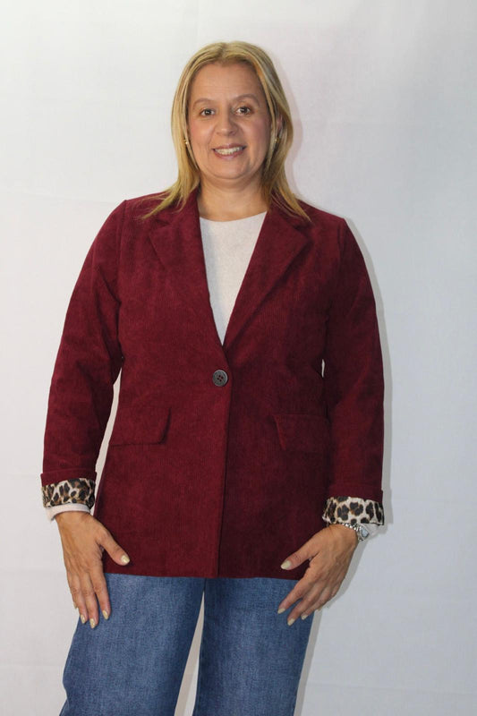 Blazer de Bombazine forrado com Animal Print