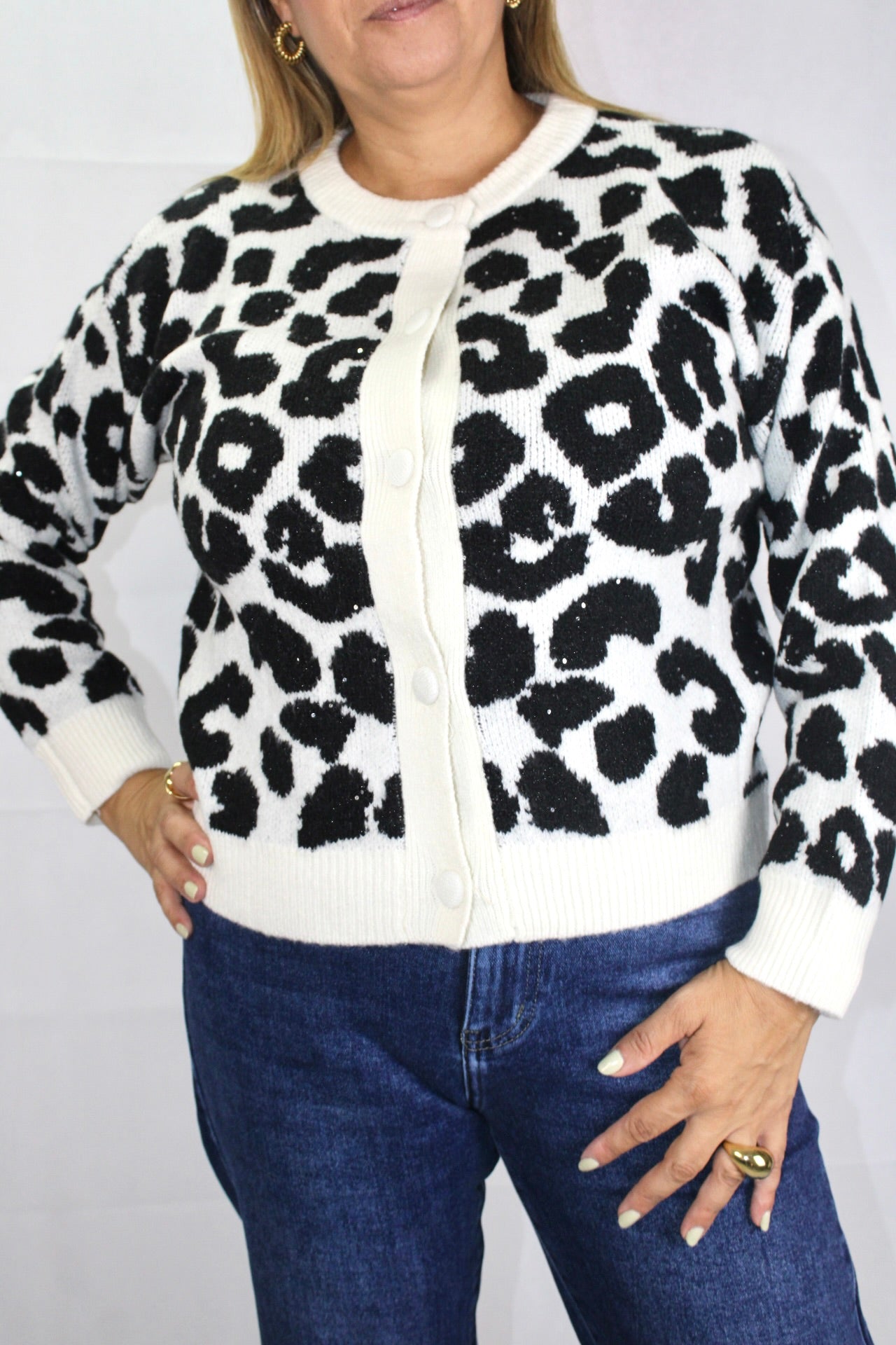 Casaco de Malha Animal Print